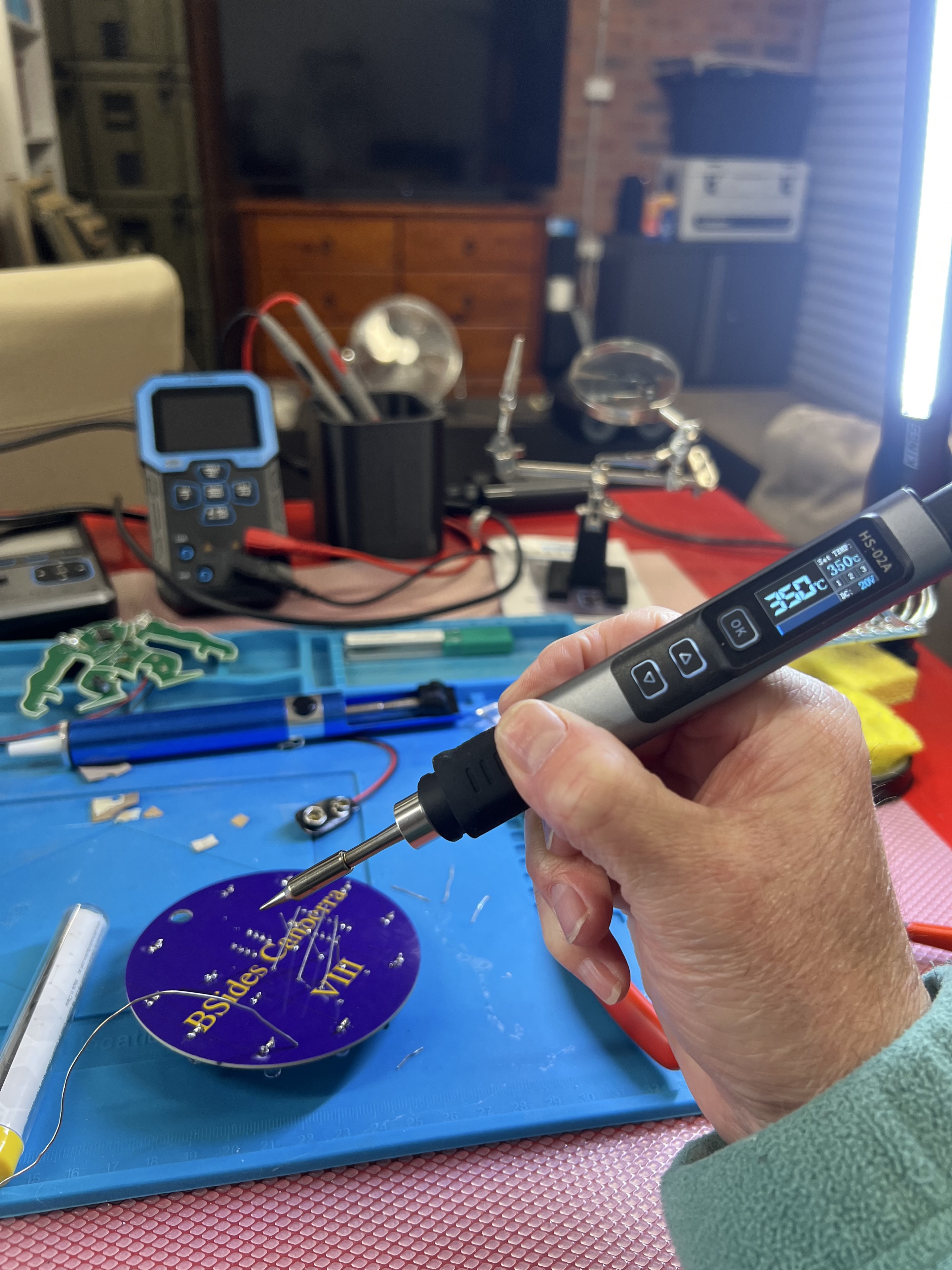 Soldering the B-Sides Canberra Amulet of Entry with the HS-02A iron
