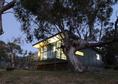 Cabins in the evening